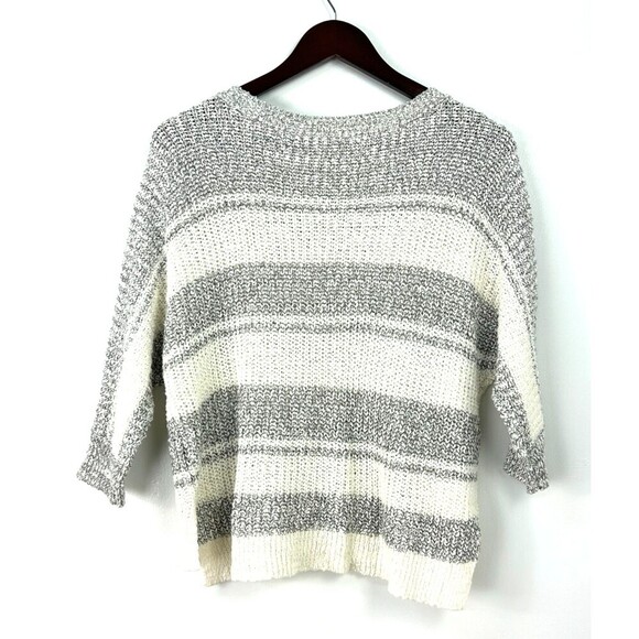 New Hollister Women Oversized Crewneck Sweater Size L Short White Striped 1126U - Picture 5 of 12